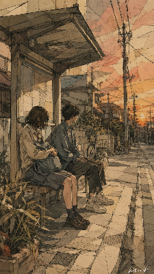 君と待つだけの夕暮れ／スマホ壁紙アーカイブ