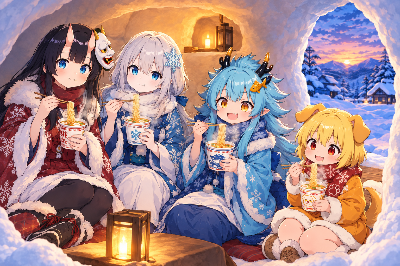 かまくらの中で食べよう