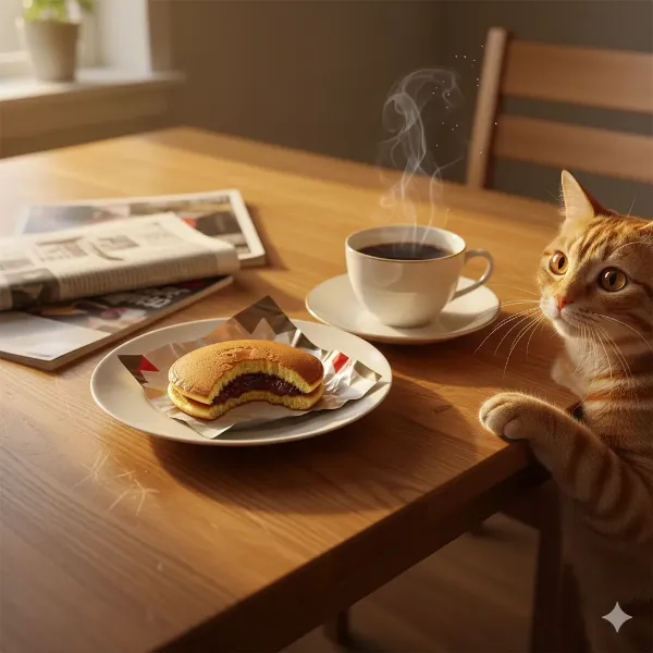 猫の優雅な朝食タイム