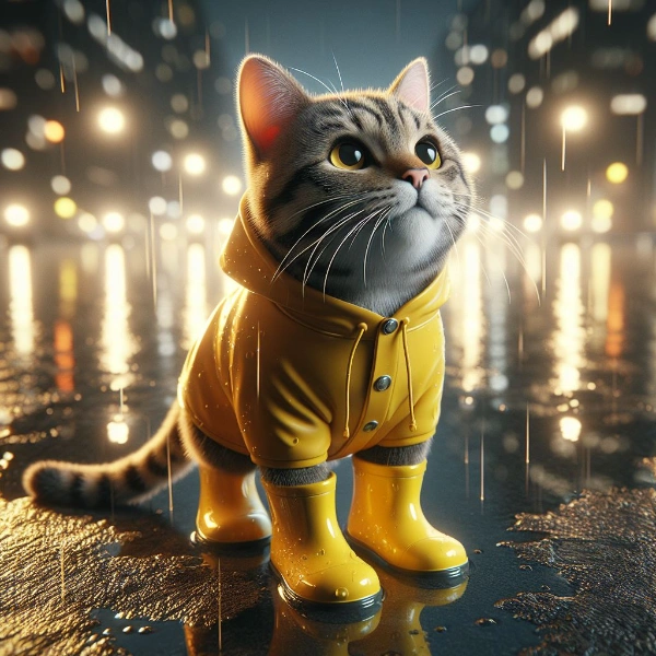 レインコートを着た猫