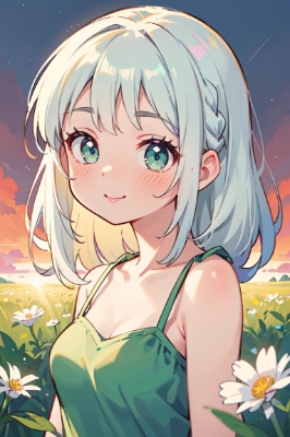 コスモス畑の女の子