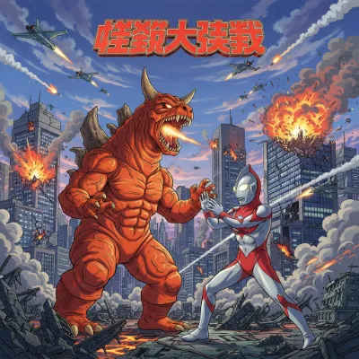 灼熱の怪獣と光の戦士 激突の瞬間