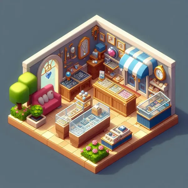 small 3d game isometric_18 jewelry shop