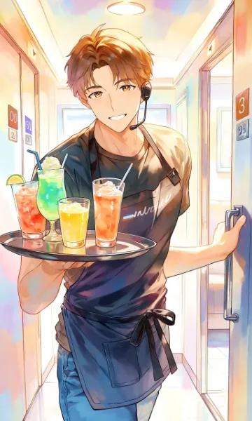 「失礼しまーす。ドリンクお持ちしましたー」
