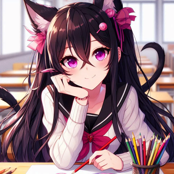 色鉛筆で絵を描いている、うちの子★その2(4枚)