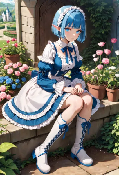 青髪エルフの秘密の庭園休憩