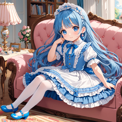 お昼のかわいい青髪さん