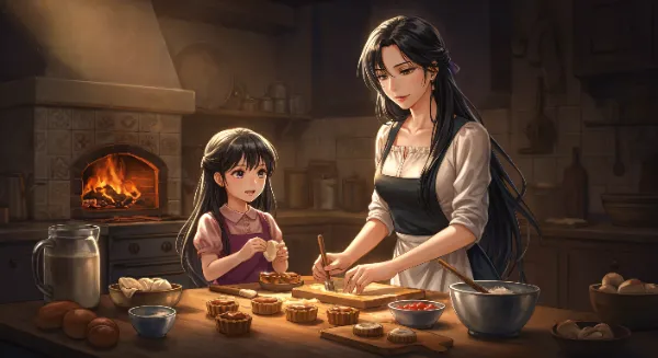 お母さんとパン作り