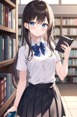 制服 x 図書室