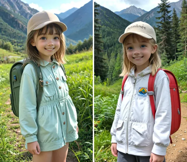 山で冒険する少女