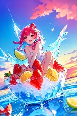 かき氷が主人公の勧善懲悪な絵