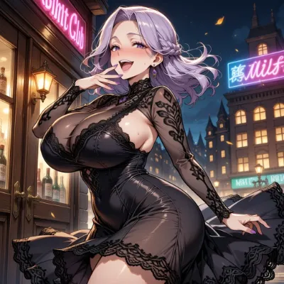 ネオンに微笑む紫の蝶
