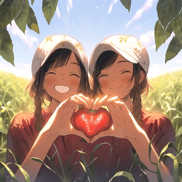 ハート型の🍓