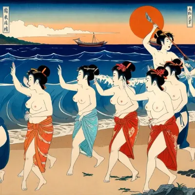 動画・夕陽に導かれし海辺の戦士姫たち