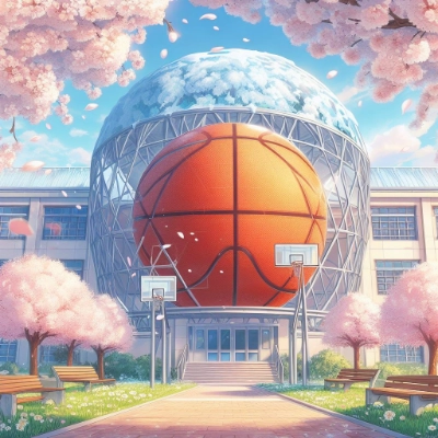学校とバスケットボール