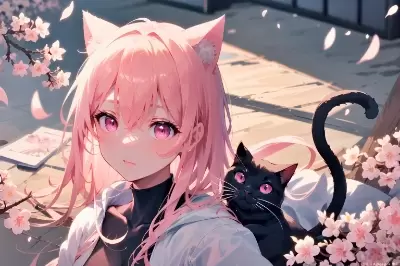 桜×美少女×猫