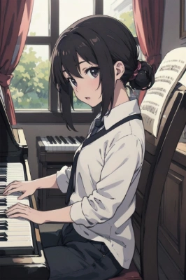 合唱コンクールの伴奏の女の子