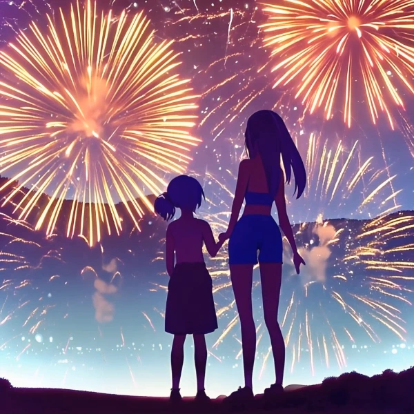 ざくアク　ゆきのん姉弟　花火