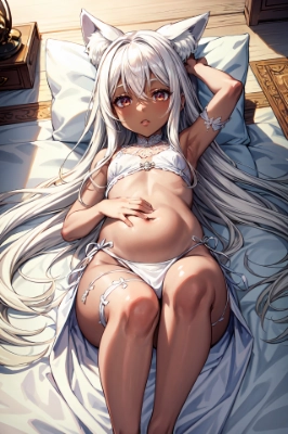 ベッドの狐