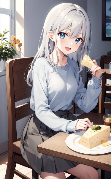チーズを食べる綾香ちゃん