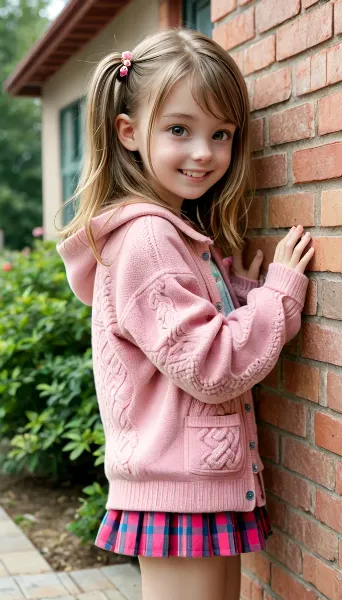 ニットパーカーとチェック柄スカートのコーデ