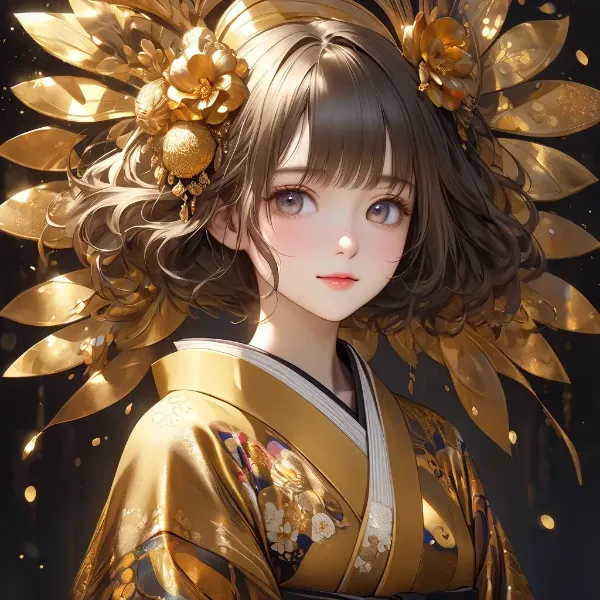 黄金の着物少女