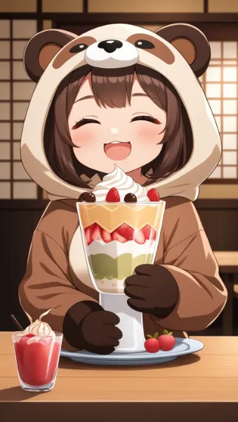 パンダ少女の甘いパフェタイム