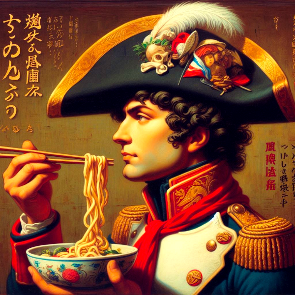 嘘絵画八百景『うどんを食べるボナパルト』