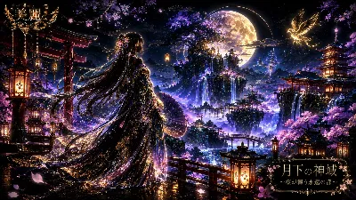 月下の神域に舞う黒衣の麗人