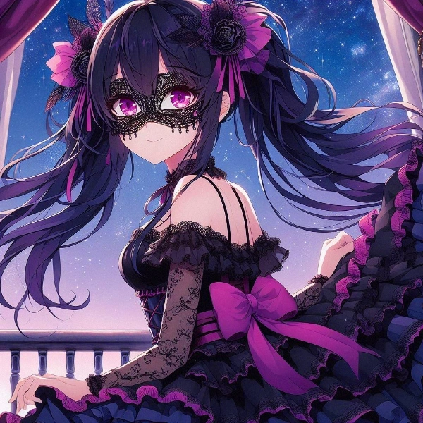 お面をつけた、黒ゴス黒髪ツインテール少女★(19枚)