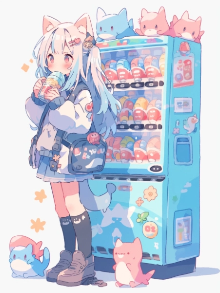 猫、自動販売機