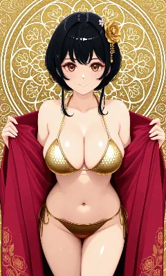黄金のビキニを纏う美女