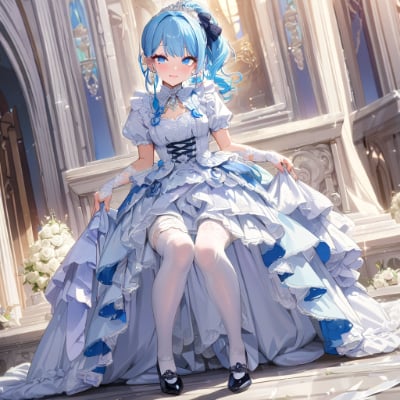 白ドレスが素敵な青髪さん