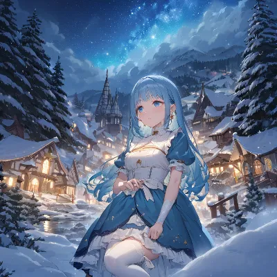 雪と星空