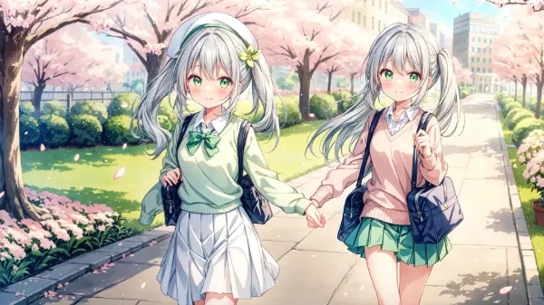 桜舞う道で紡ぐ姉妹の絆