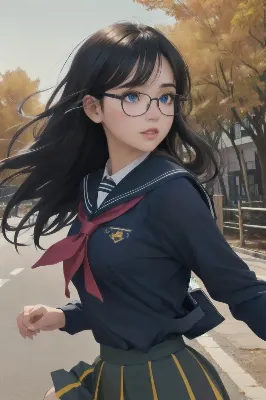 秋風に舞う黒髪と青い瞳
