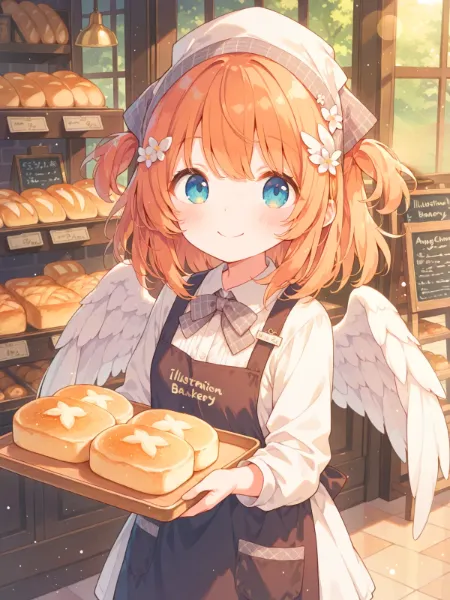 街のパン屋の看板天使