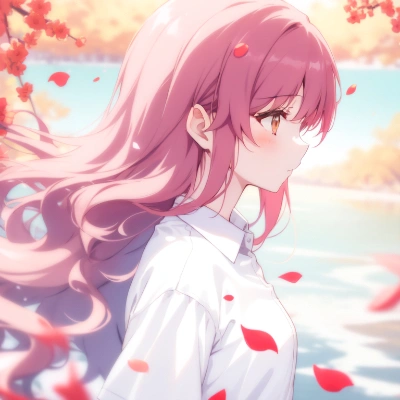 花びらと赤髪少女