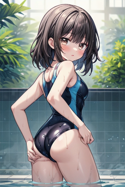 温水プールde水着