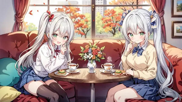 秋の午後に響く双子のささやき