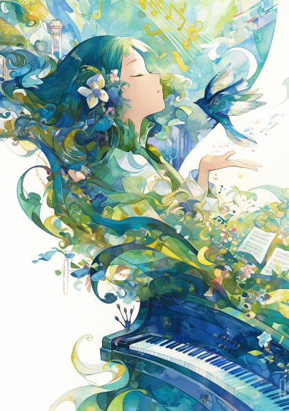 ピアノと女性