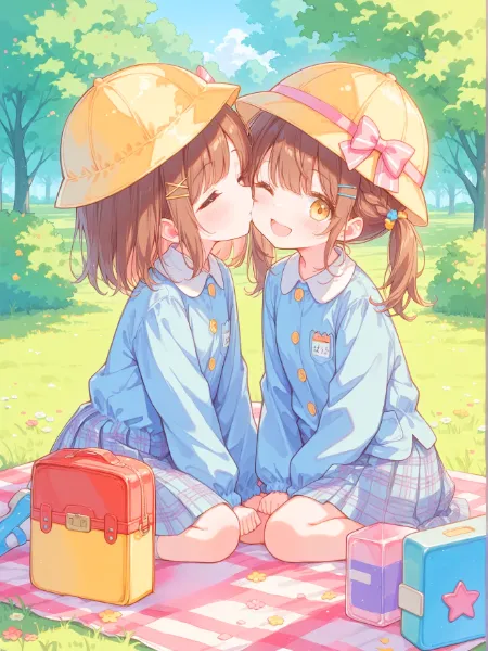 おままごとでほっぺにチュー