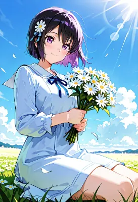 公園でお花摘みをするひまり🌼