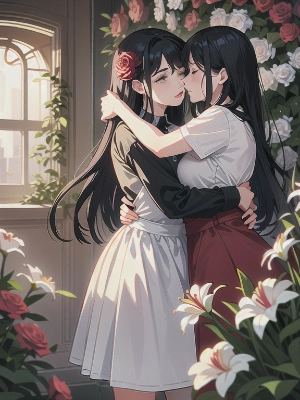 抱き合う女性