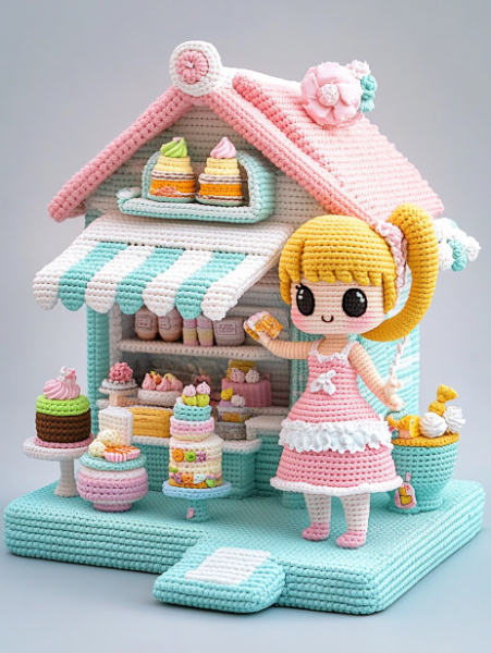 No.1729 あみぐるみ✕ケーキ屋さんの女の子