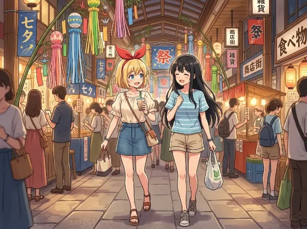 商店街もお祭りだねー