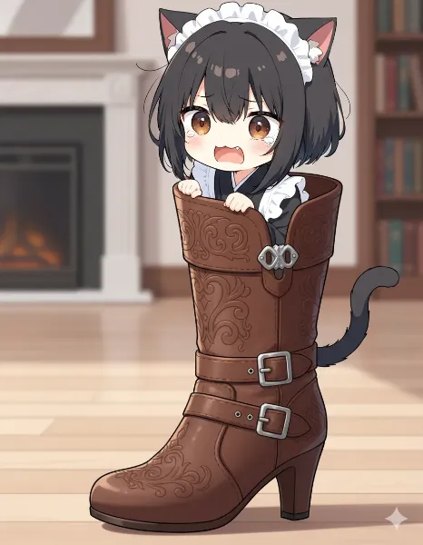 ブーツに入っちゃったニャ！？