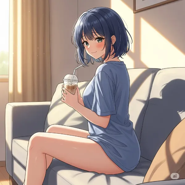 夜明けにリビングで