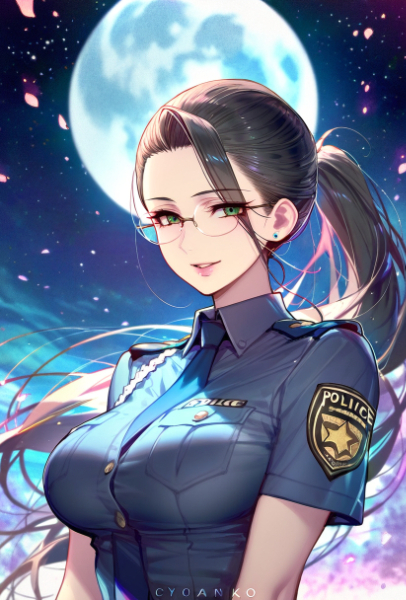 警察コスプレで締めるママ👮‍♀️🌕️♥