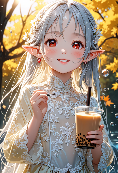 秋風に舞うエルフの甘いひと時